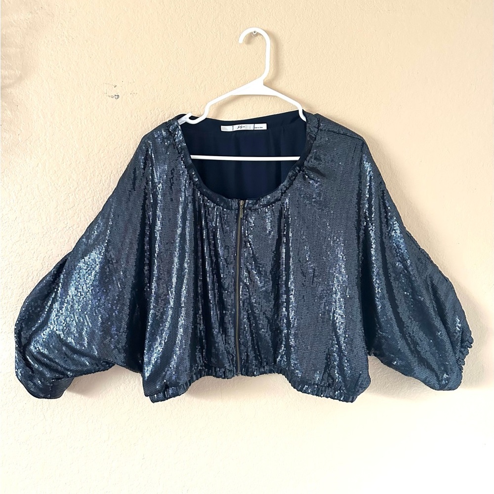 GIBSON navy blue sequin jacket.